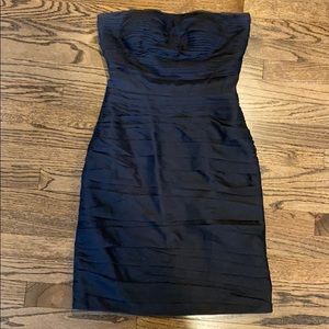 Black strapless roughed dress size 8 Monique